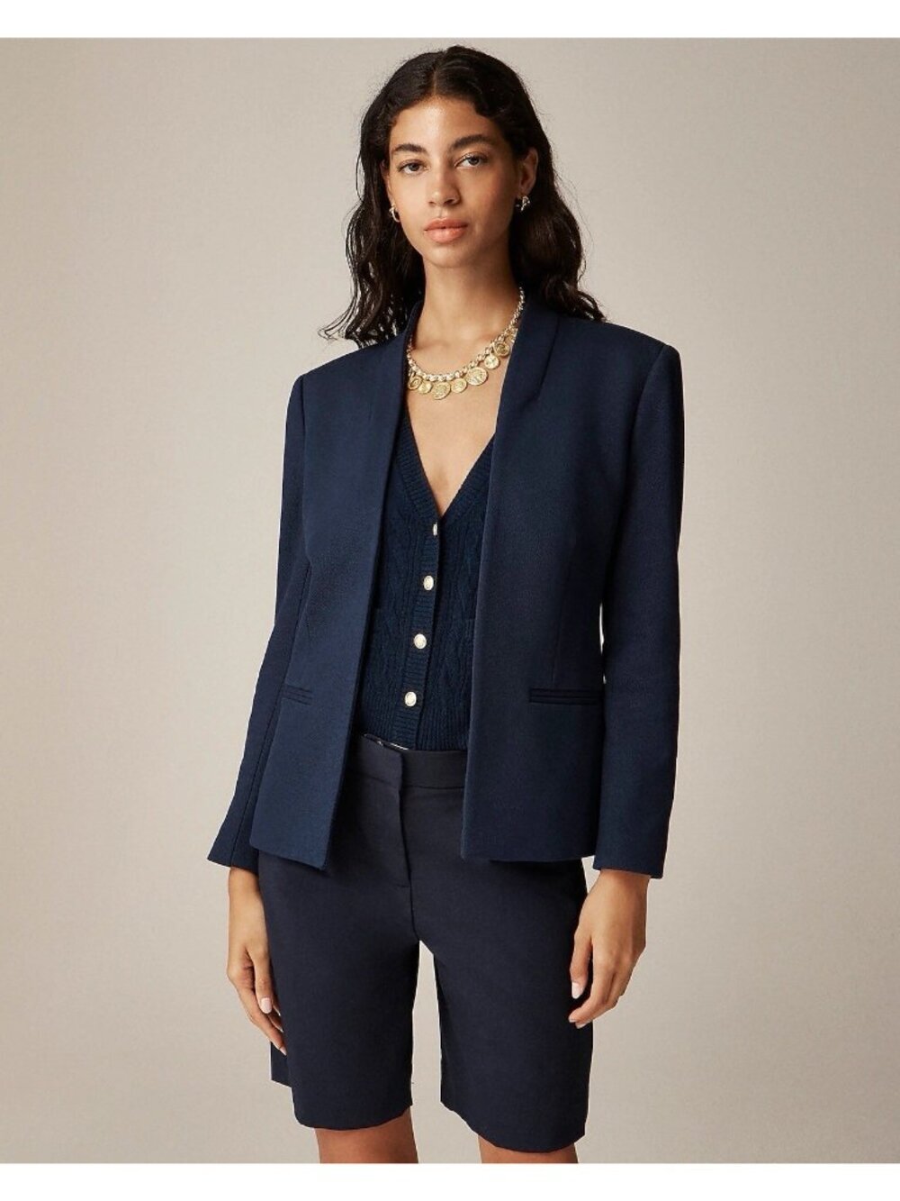 J. Crew Women's 16T Going Out Blazer in Stretch Twill Navy Blue Workwear 16 Tall